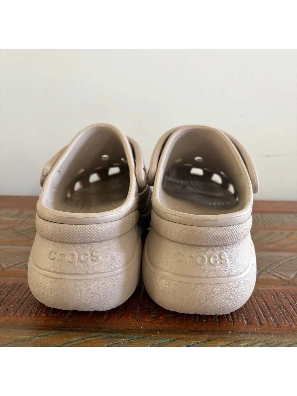 Crocs Women’s 6 Bae Clog Slip On Platform Shoes Taupe Comfort Chunky Casual